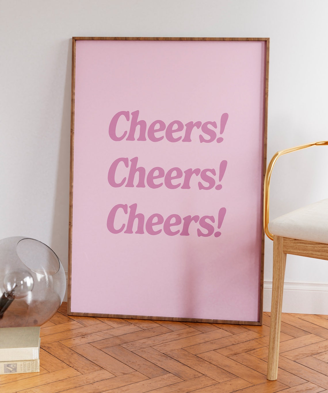 Cheers Cheers Cheers Pink Retro Typography Quote Celebration Poster - Image 5