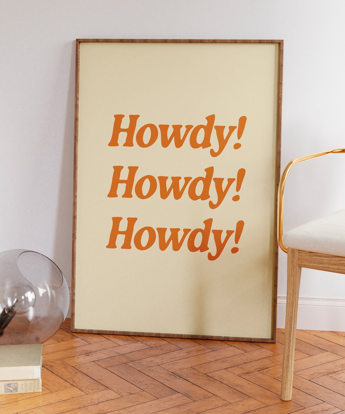 Howdy Howdy Howdy Retro Orange Cowboy Typography Quote Decor Poster - Image 5