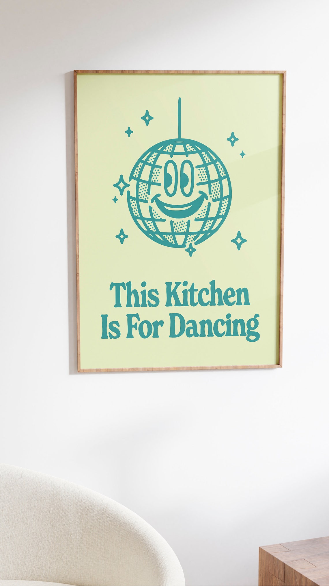 This Kitchen Is for Dancing Smiling Disco Ball Kitchen Wall Art - Image 2