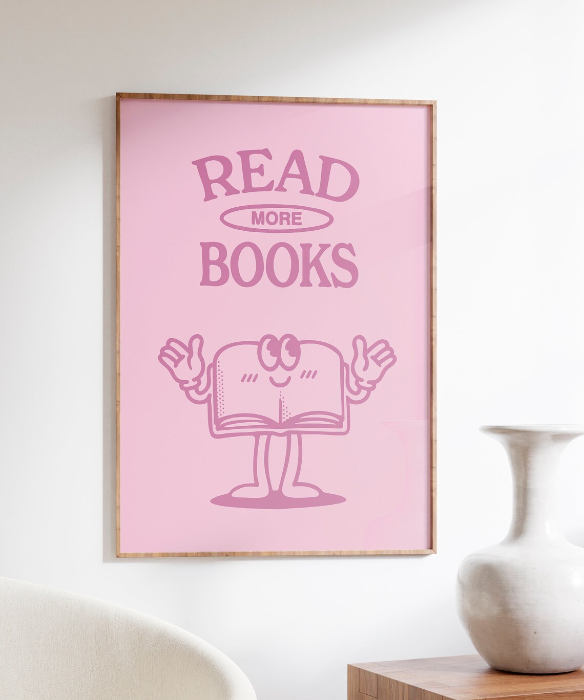 Retro Reading Poster Art Print, Pink Readers - Image 4