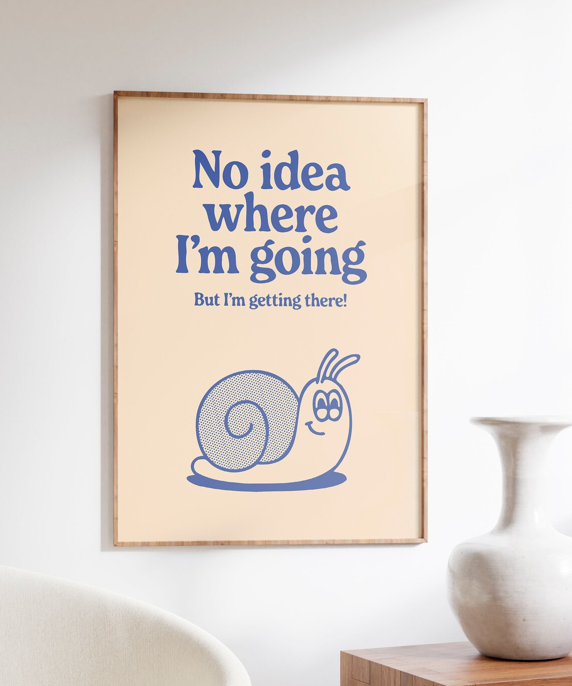 No Idea Where I'm Going Blue Snail Retro Cartoon Quote Poster - Image 4