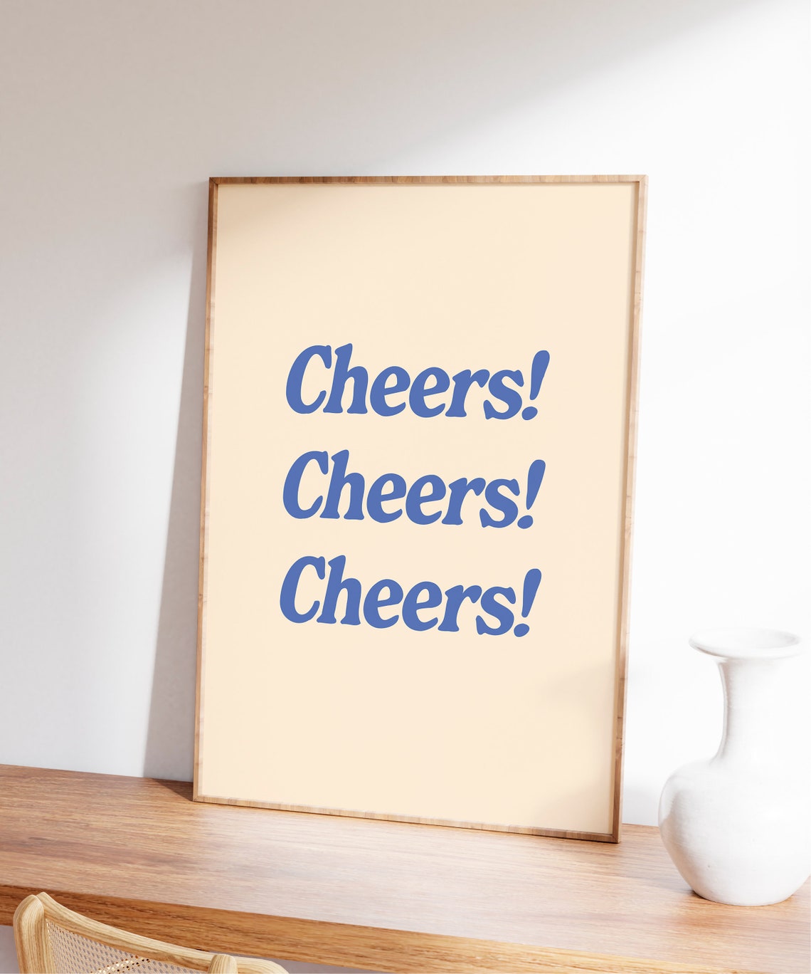 Cheers Cheers Cheers Blue Retro Typography Home Bar Party Poster - Image 6
