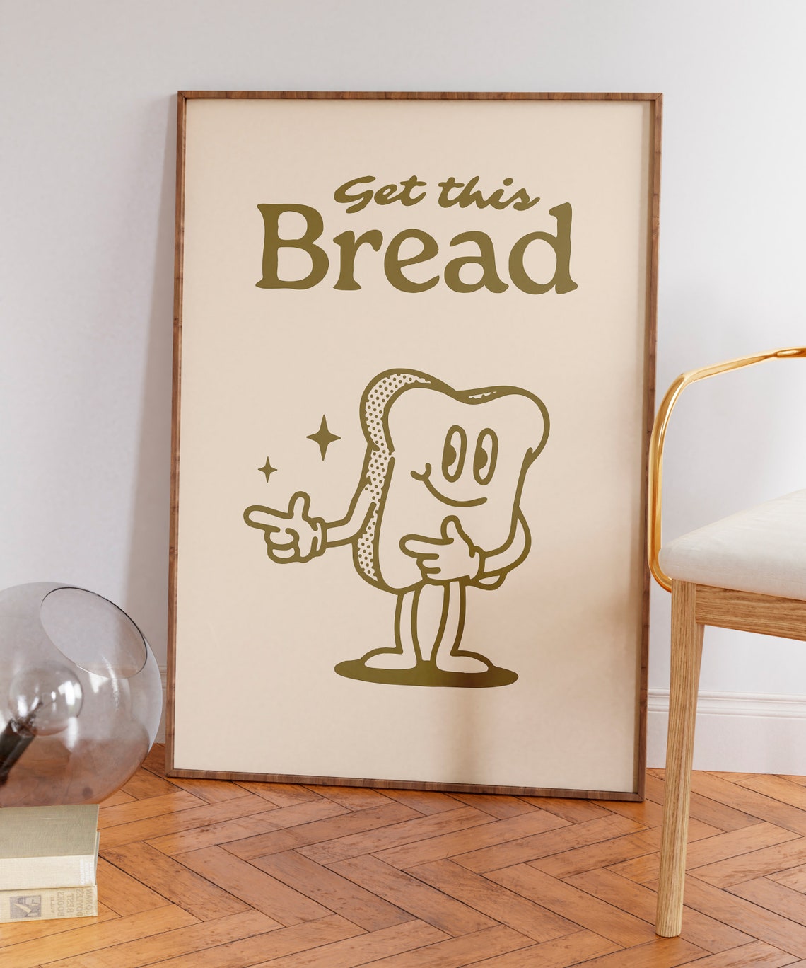 Get This Bread Cute Smiling Toast Retro Cartoon Quote Poster - Image 7
