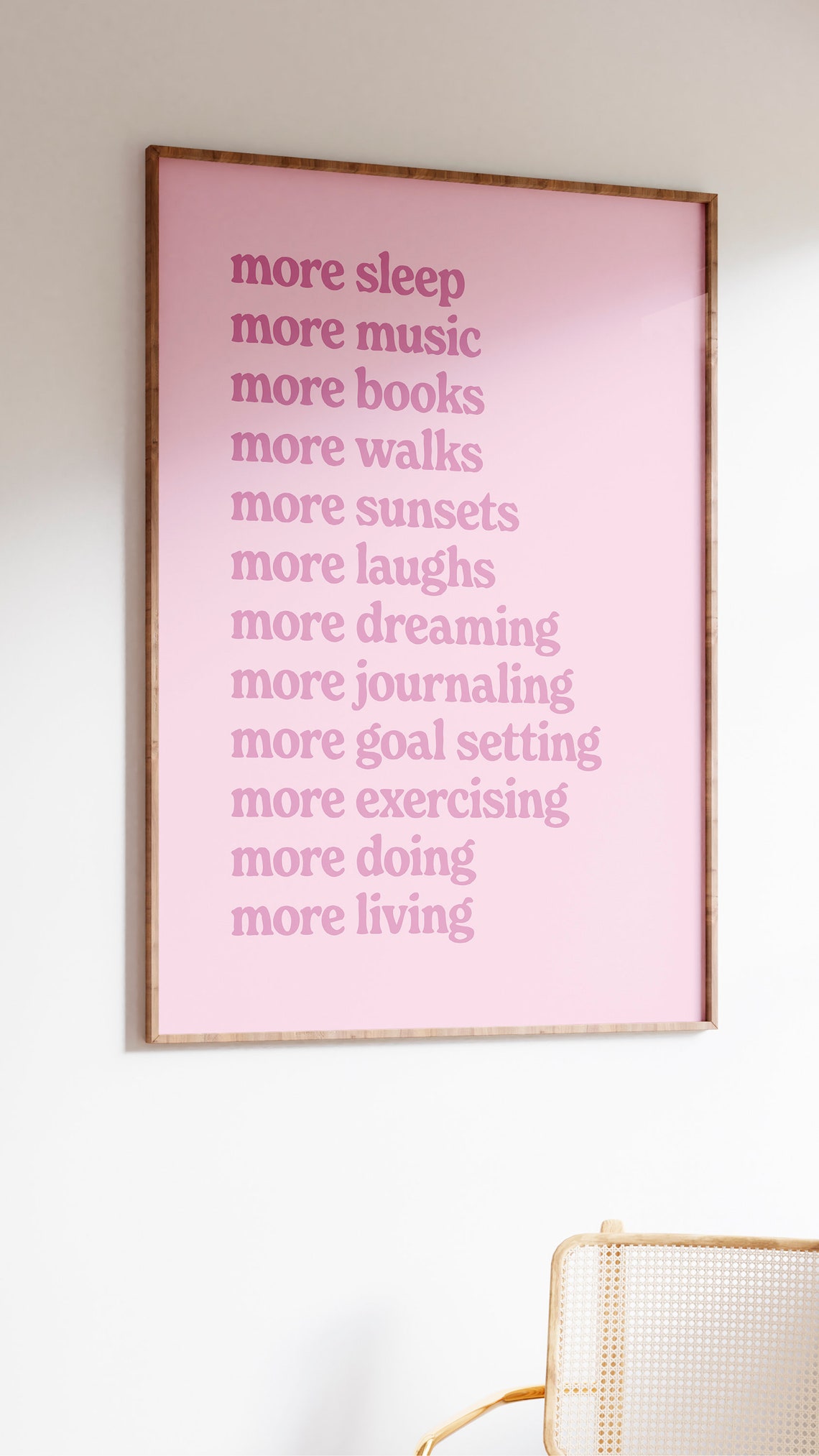 More Sleep More Music Retro Pink Self Care Affirmation Poster - Image 2