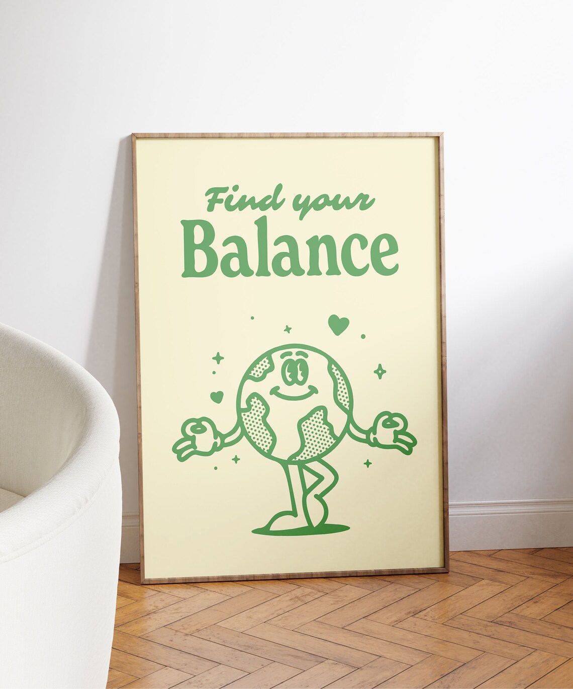 Find Your Balance Green Retro Cartoon Yoga Motivational Poster - Image 6