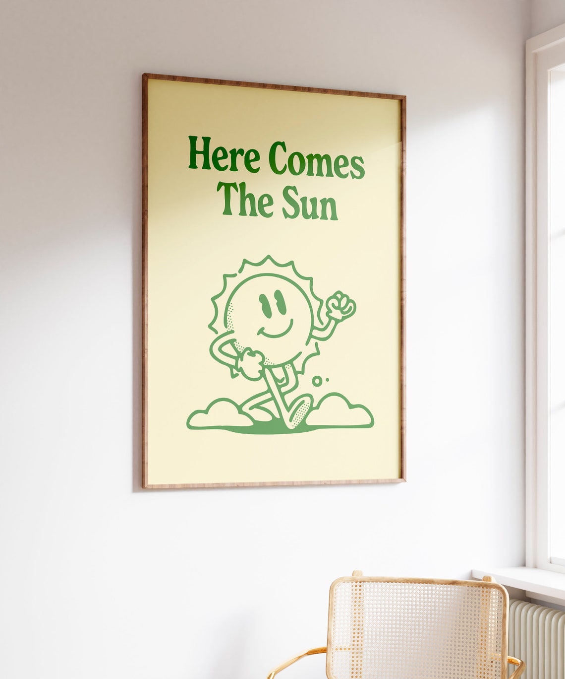 Here Comes The Sun Retro Smiling Sun Positive Quote Wall Poster - Image 3