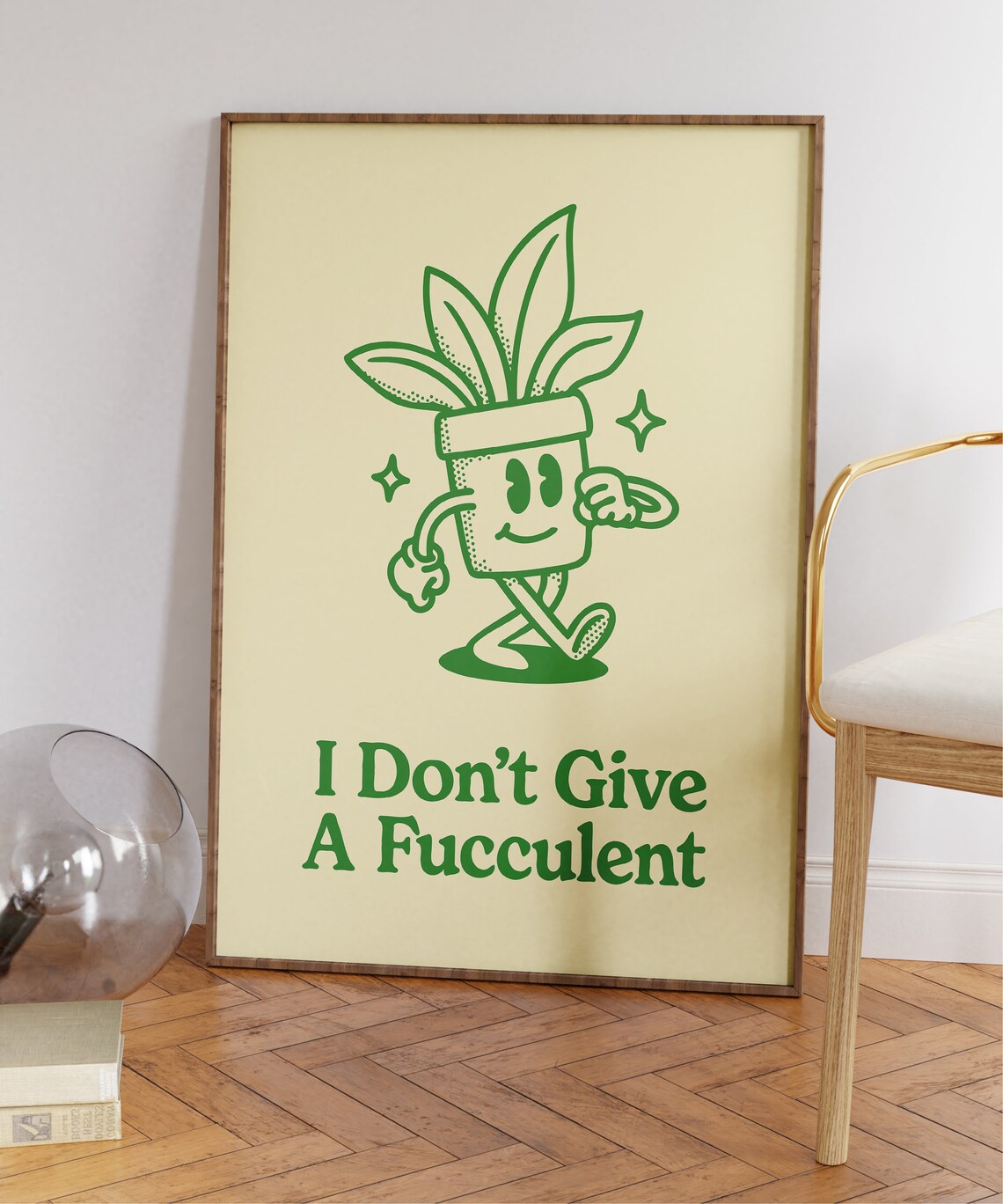 I Don't Give A Fucculent Funny Retro Art Print - Image 7