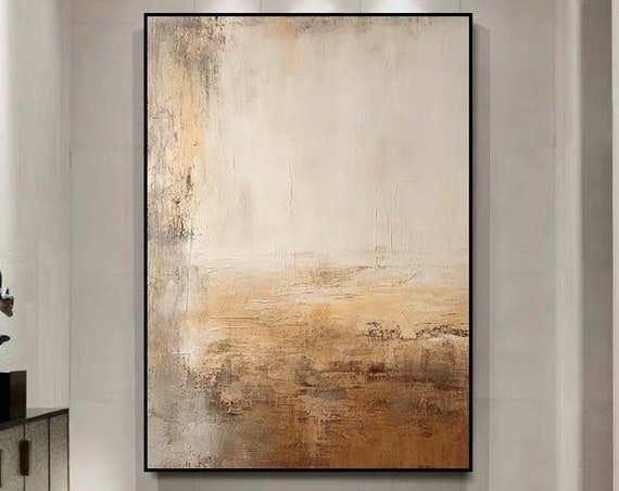Brown Abstract Painting Beige Abstract Wall Art Brown Large Beige Minimalist Wall Art Wabi Sabi Painting Modern Textured Oil Painting