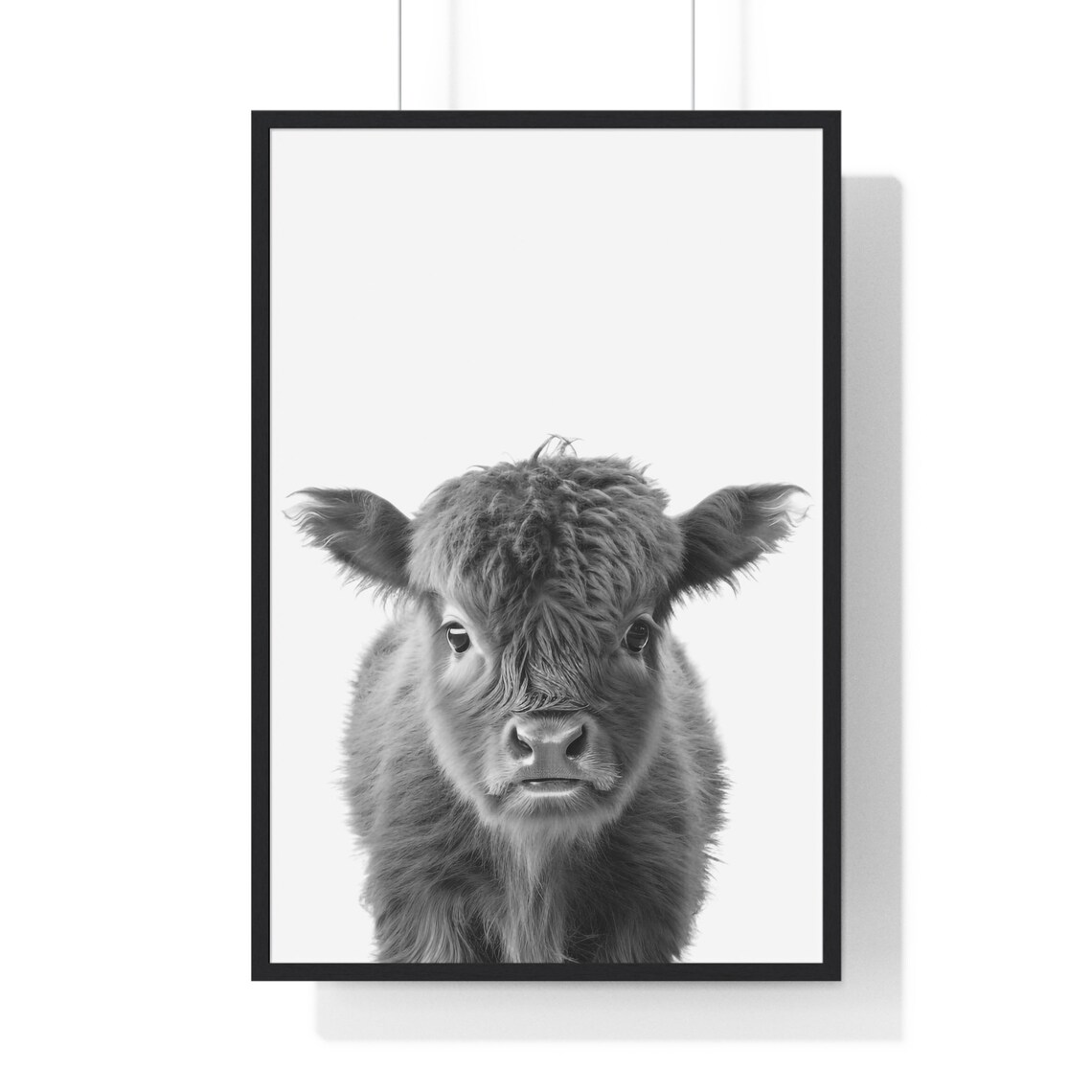 Safari Nursery Art Highland Cow Print Art Safari Animals Wall Art Baby Highland Cow Safari Nursery Decor Black And White - Image 2