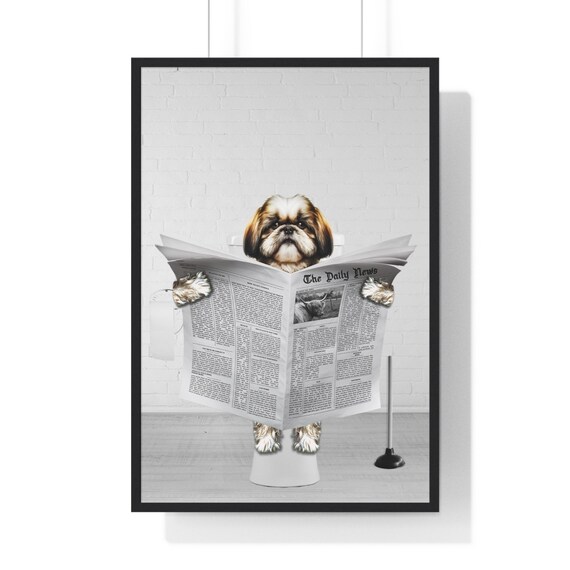 Shih Tzu Art Funny Bathroom Print Toilet Poster Bathroom Art Shih Tzu Whimsical Animal Art