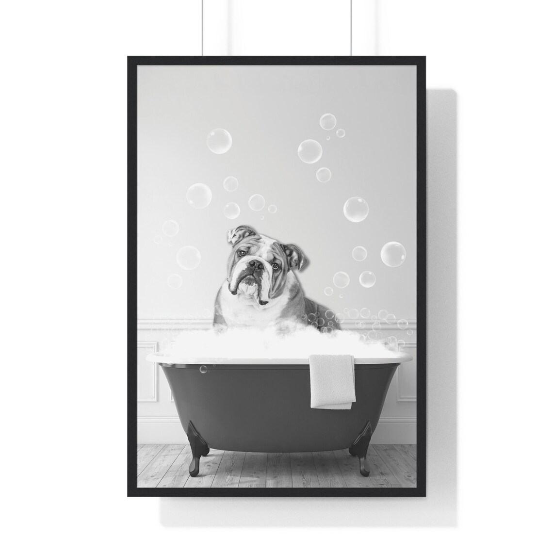 English Bulldog Wall Art Funny Bathroom Print Dog Bathroom Print Bathroom Art English Bulldog Black And White