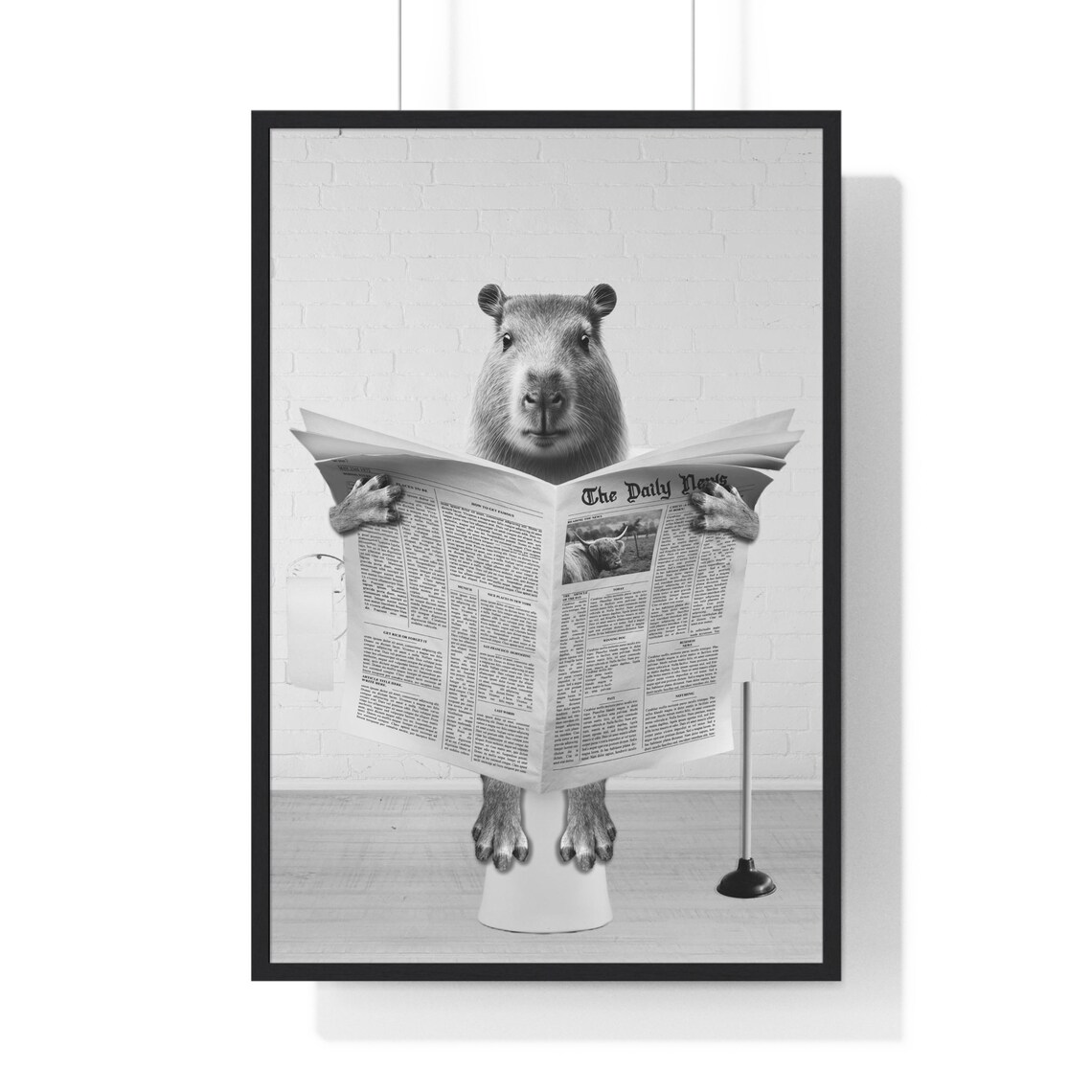 Capybara Wall Art Funny Bathroom Print Toilet Poster Bathroom Art Capybara Black And White