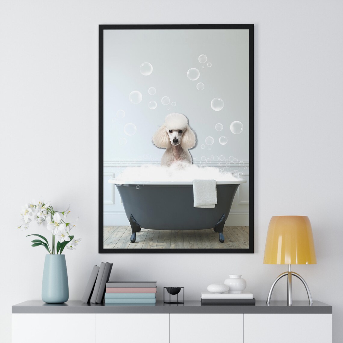 Poodle Funny Bathroom Art Print, Whimsical Dog - Image 2