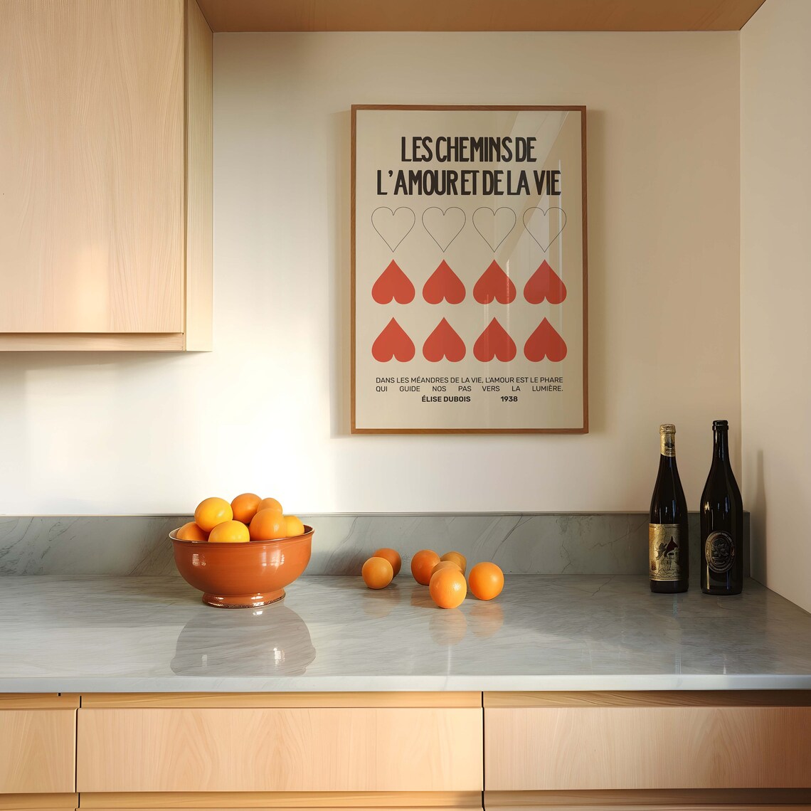 Les Chemins de LAmour et de la Vie Heart Grid Poster French Love Art - Image 2
