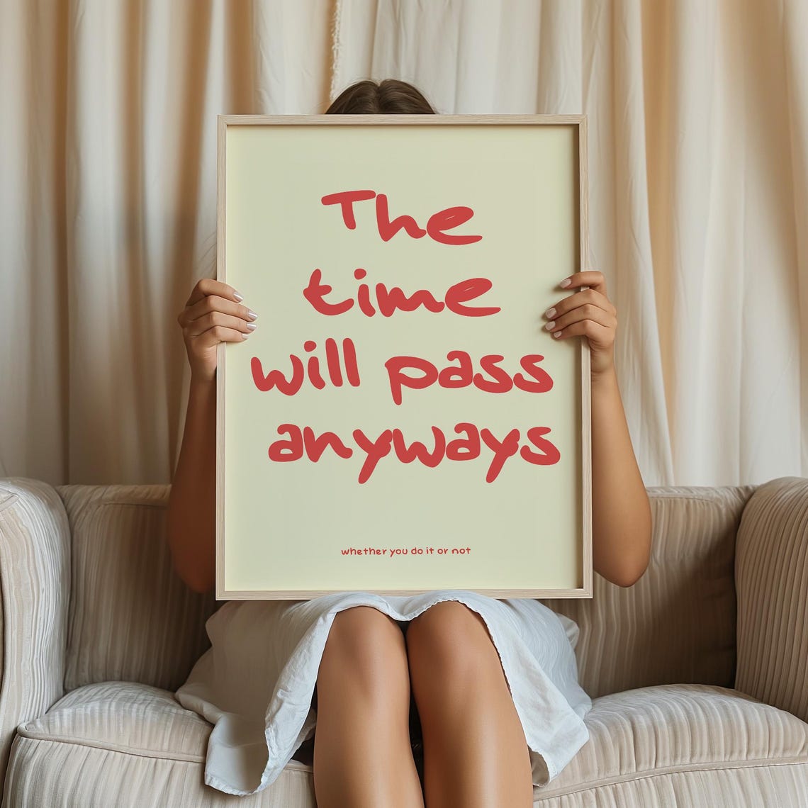 Time Will Pass Anyways Wall Art Inspirational Art Dorm Room Poster Progress Quote Motivational Office Decor Typography Poster