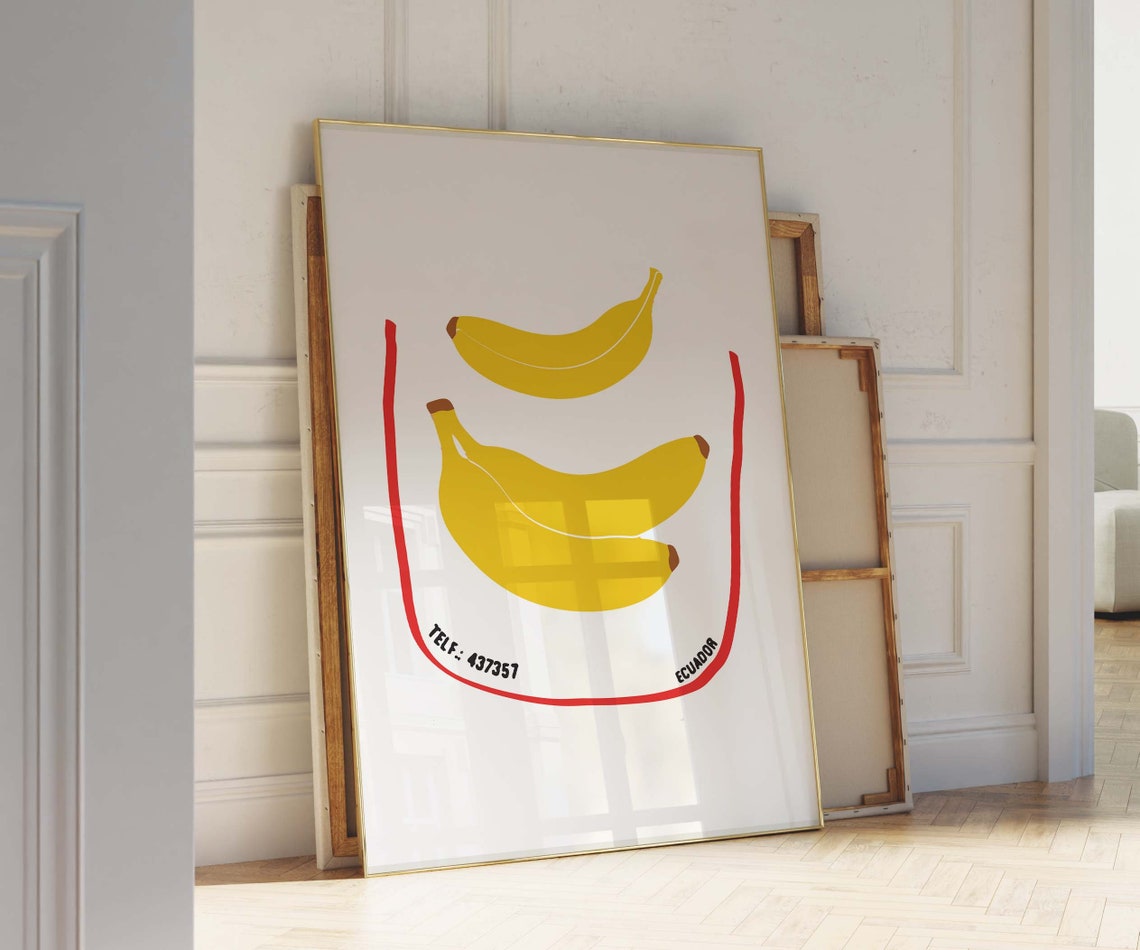 Ecuador Banana Vintage Fruit Crate Label Style Kitchen Poster