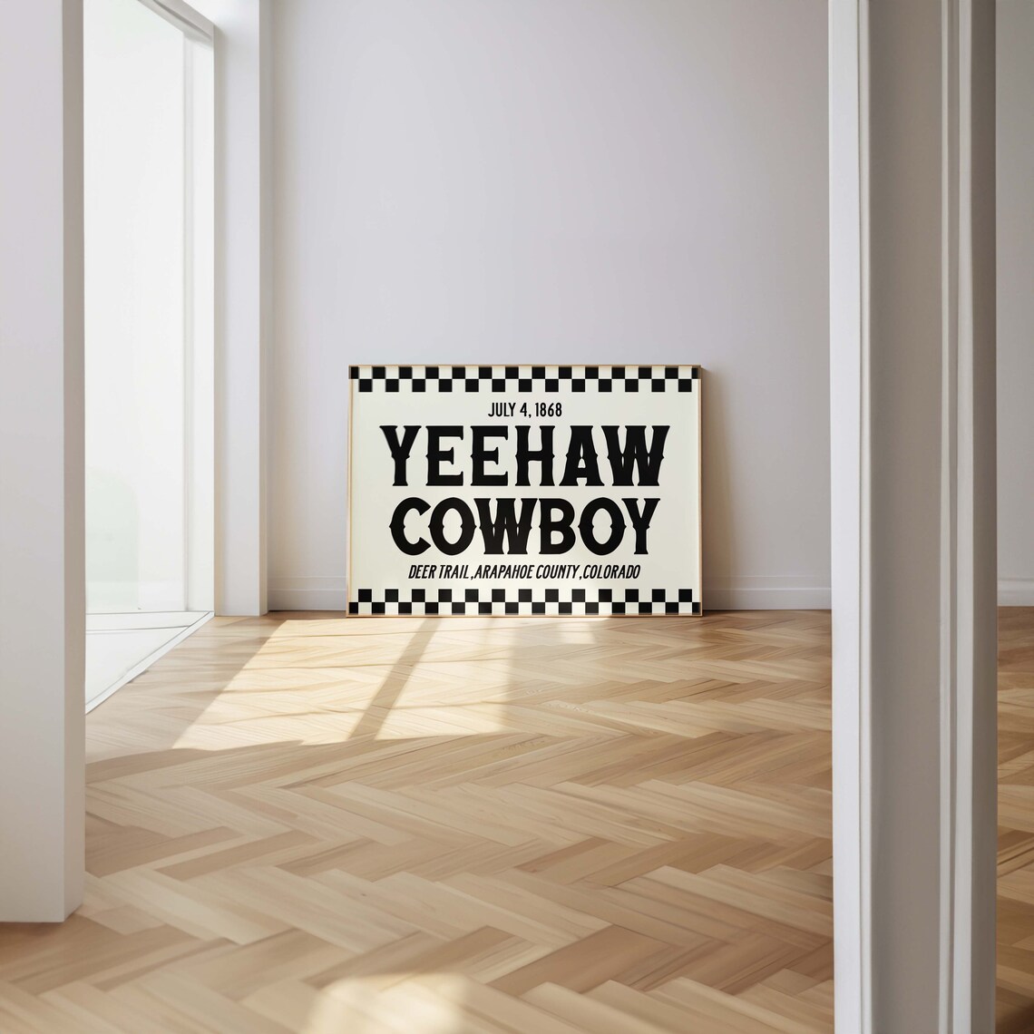 Yeehaw Cowboy July 4 1868 Deer Trail Colorado Checkerboard Poster - Image 2