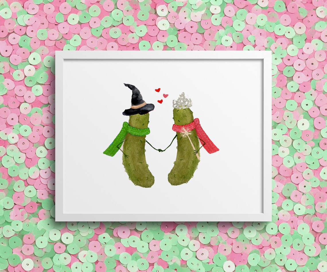 Whimsical Pickles as Glinda and Elphaba Art Print