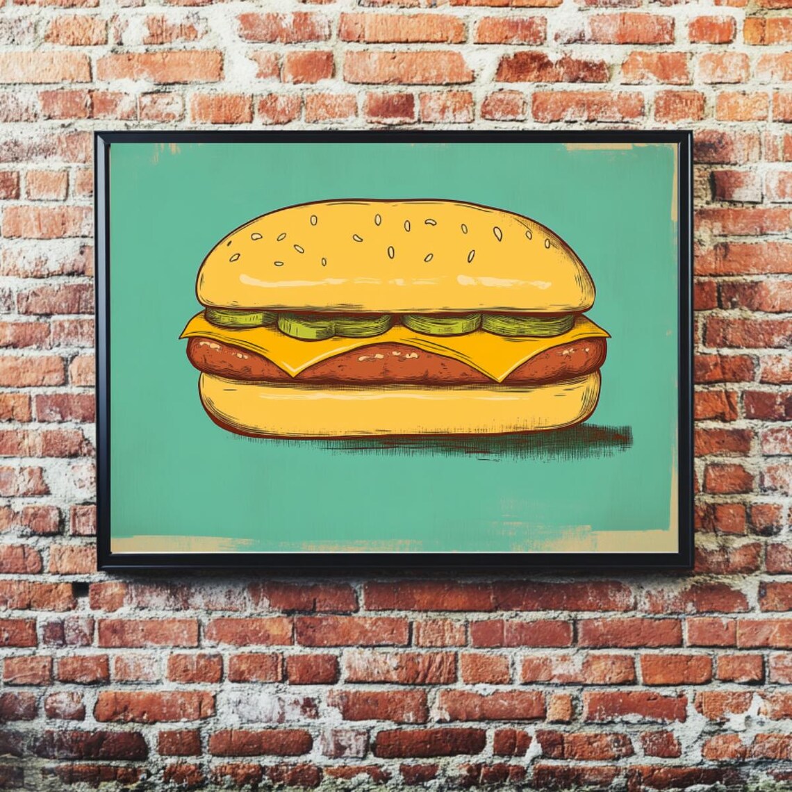 Retro Hamburger Vintage Food Art Kitchen Poster - Image 2