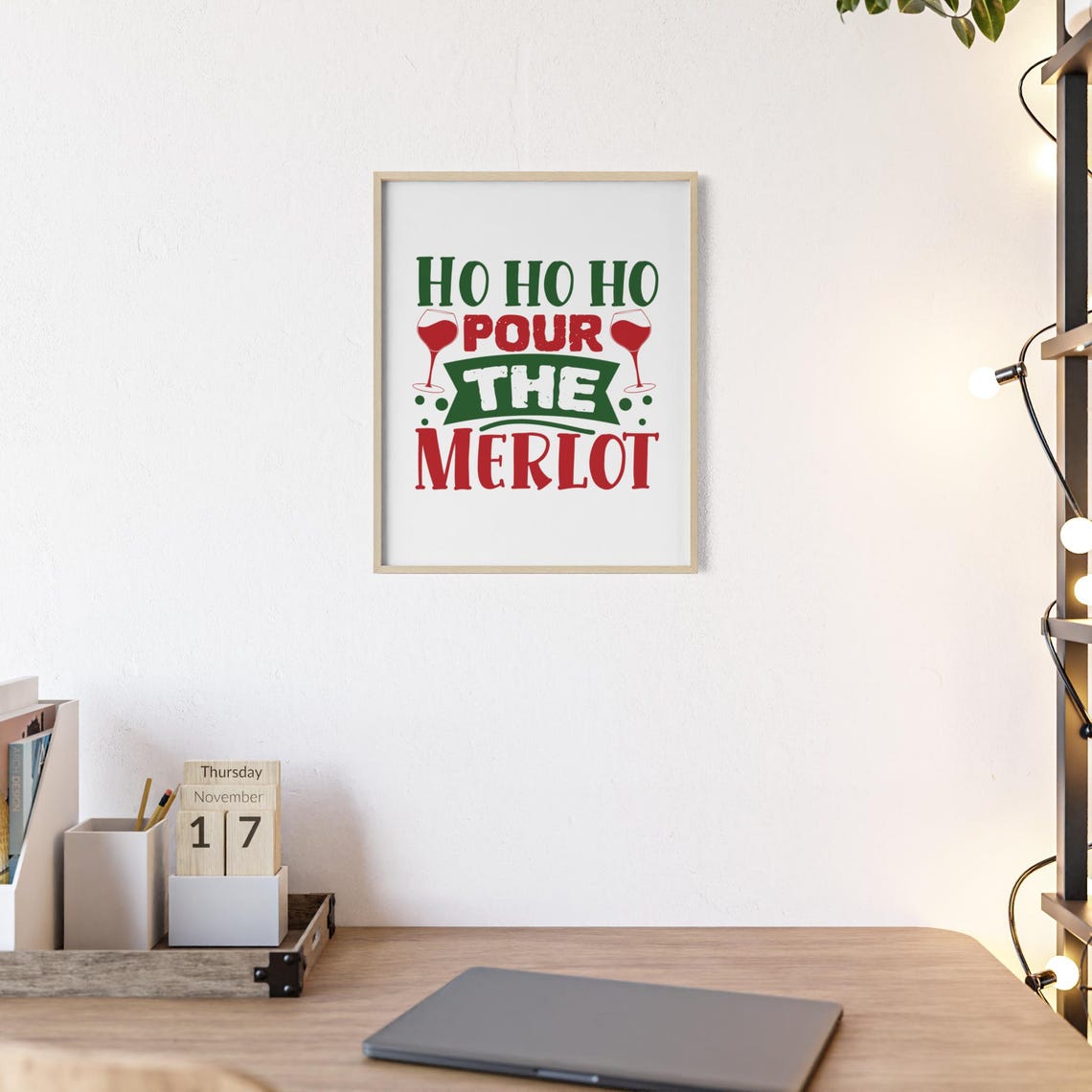 Ho Ho Ho Pour The Merlot Funny Wine Christmas Holiday Party Poster - Image 2