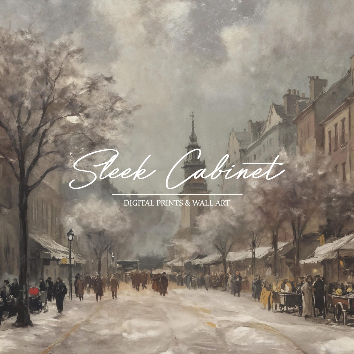 Vintage Paris Street Scene Oil Painting Cityscape With Cafe French Winter Art Print Wall Art Art Bcybr - Image 4