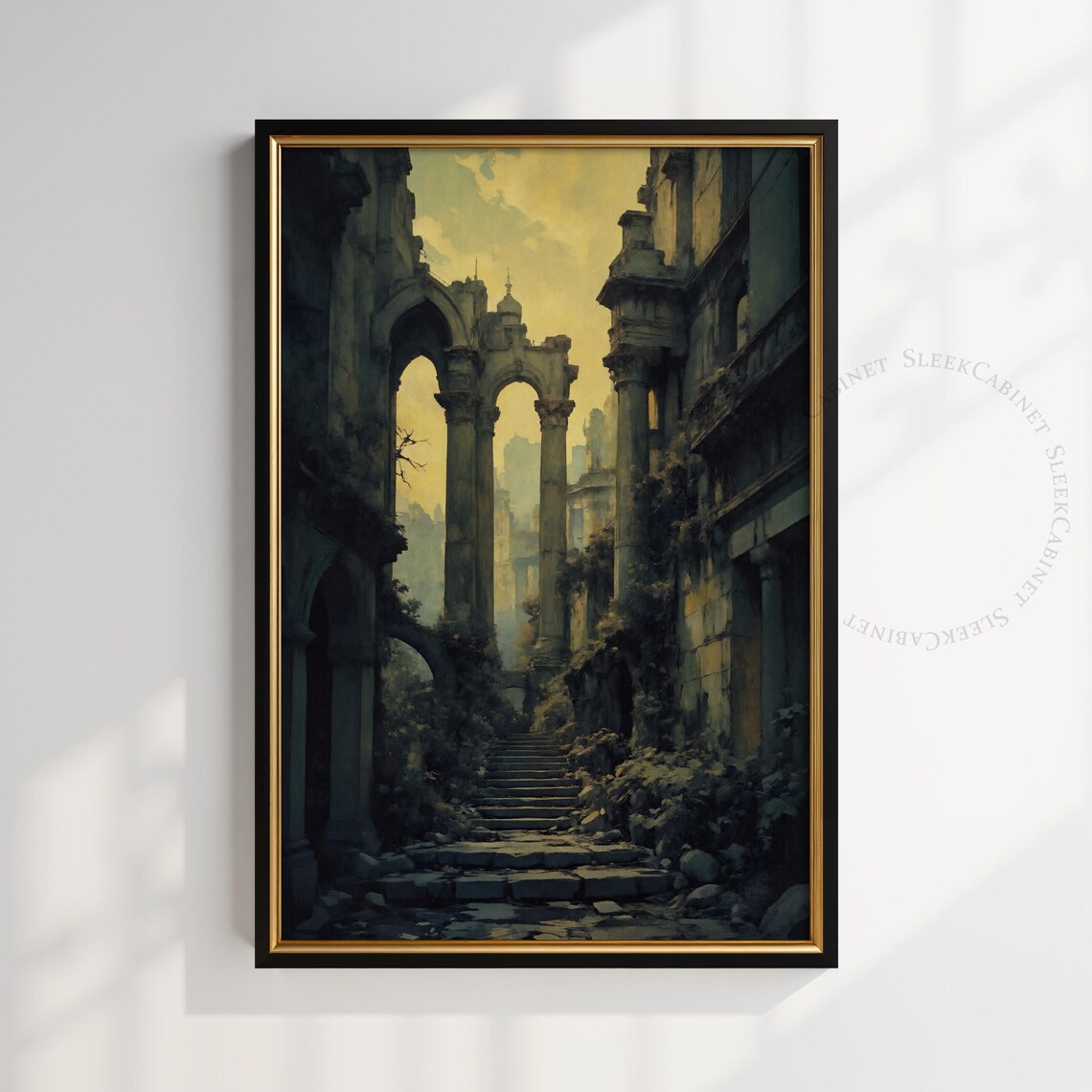 Gothic Cathedral Ruins Art Print, Dark Academia
