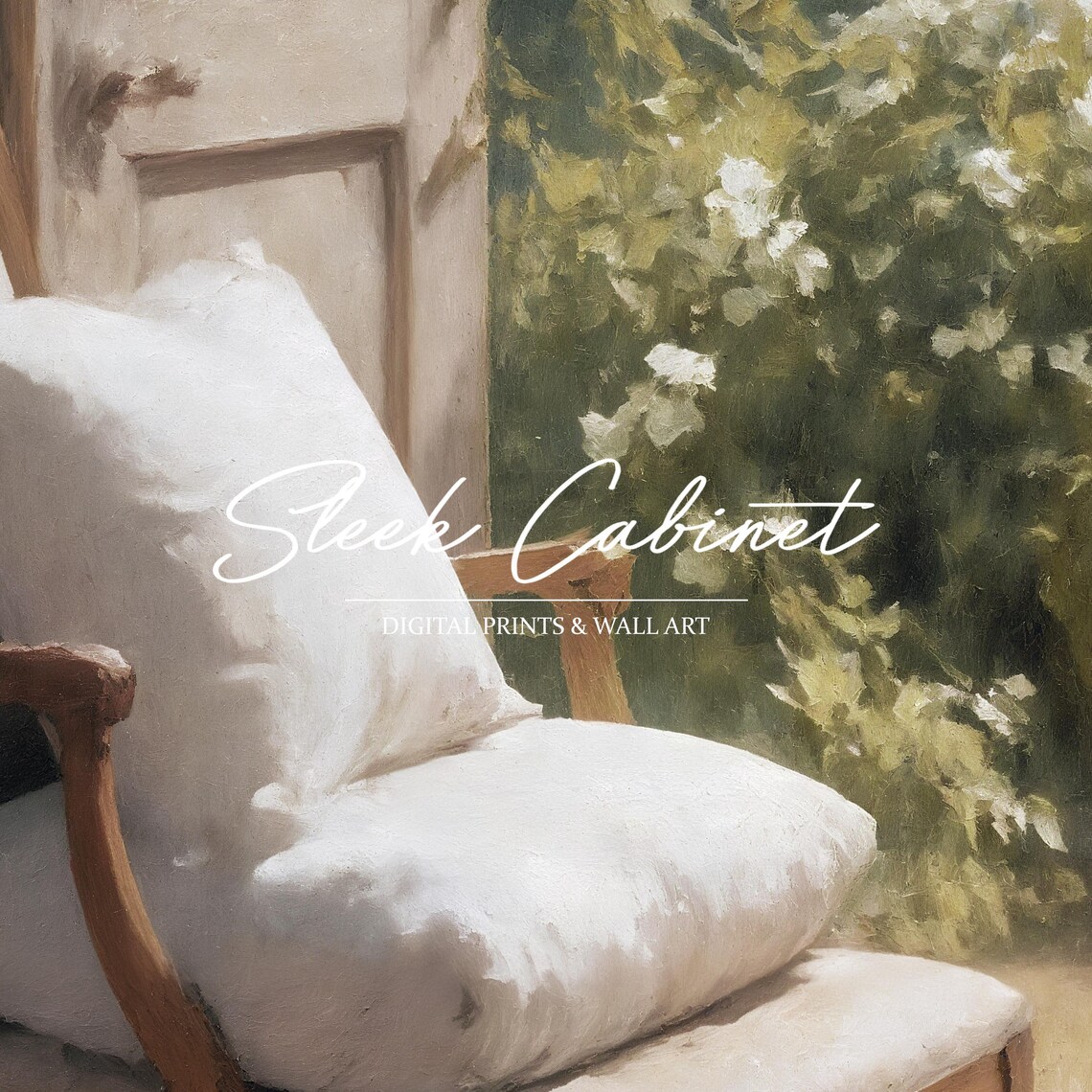 French Country Chair Print, Sunlit Garden Window - Image 3