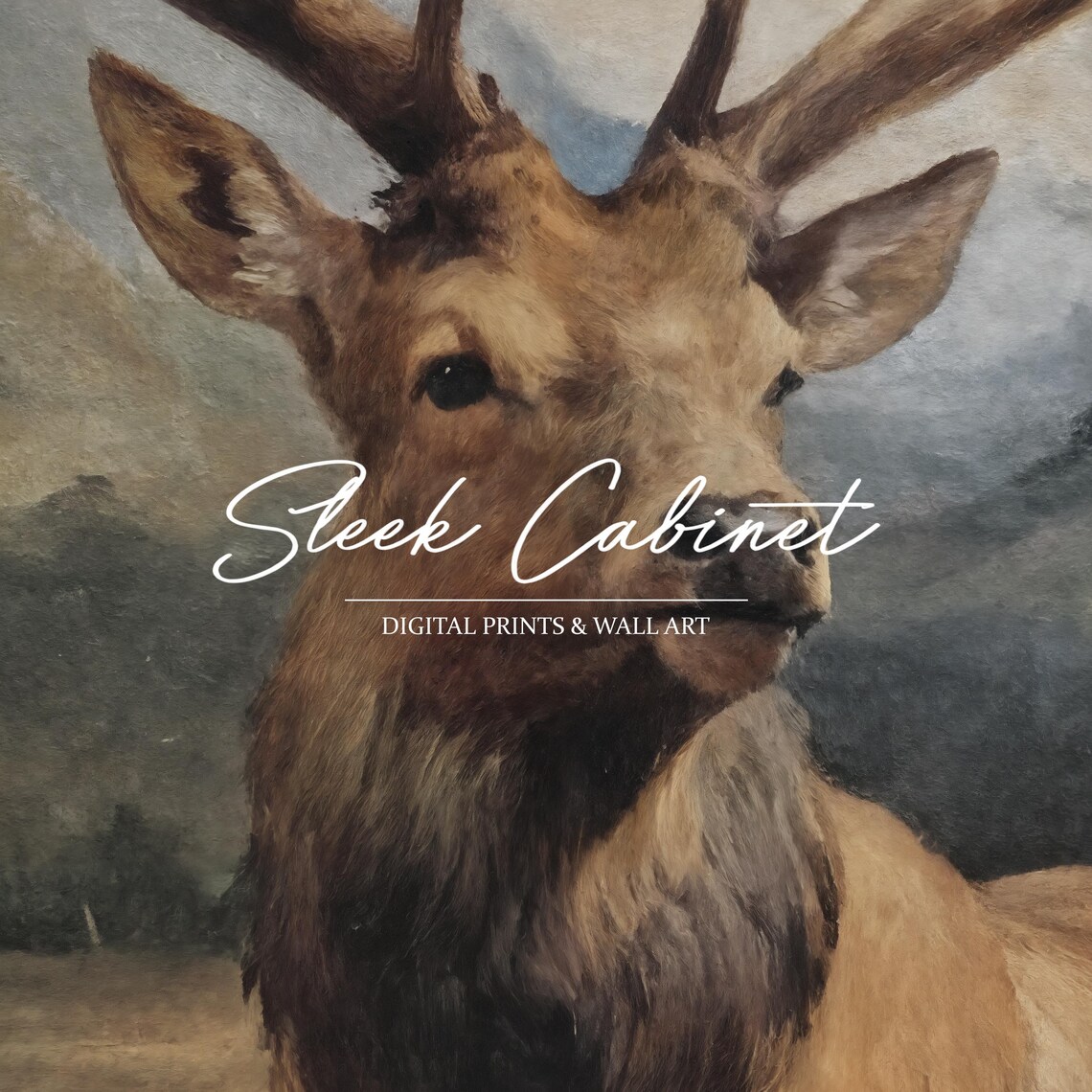 Deer Naturalism Painting Vintage Elk Hunt Art Print - Image 3