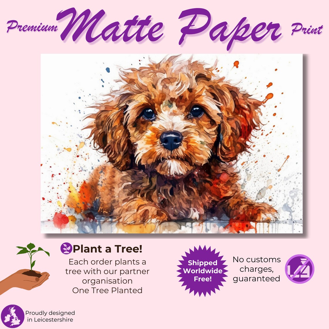 Cute Cavapoo Abstract Puppy Art Print, Dog Lovers - Image 3