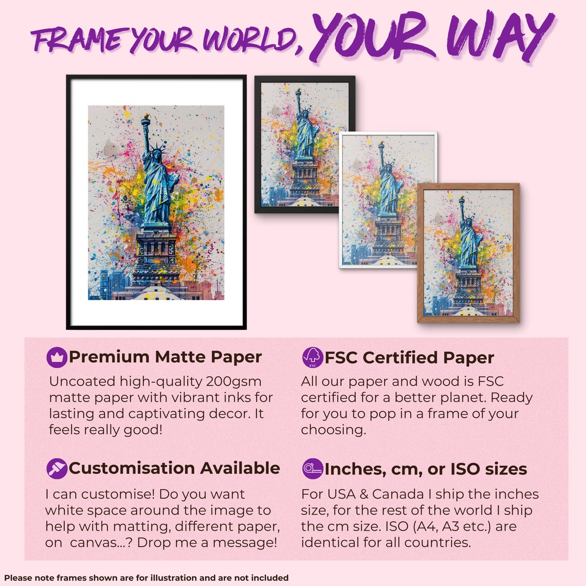 Statue Of Liberty New York City Poster Print Street Art Graffiti Painting Paint Splash Cityscape Abstract Travel Gift Manhattan America Usa - Image 2