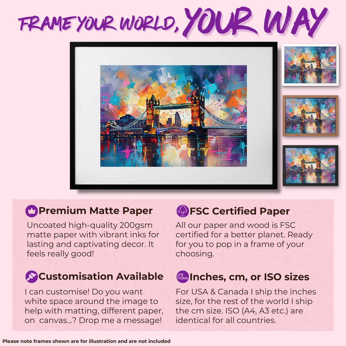 Tower Bridge Daylight Geometric Abstract London Skyline Art Poster - Image 2