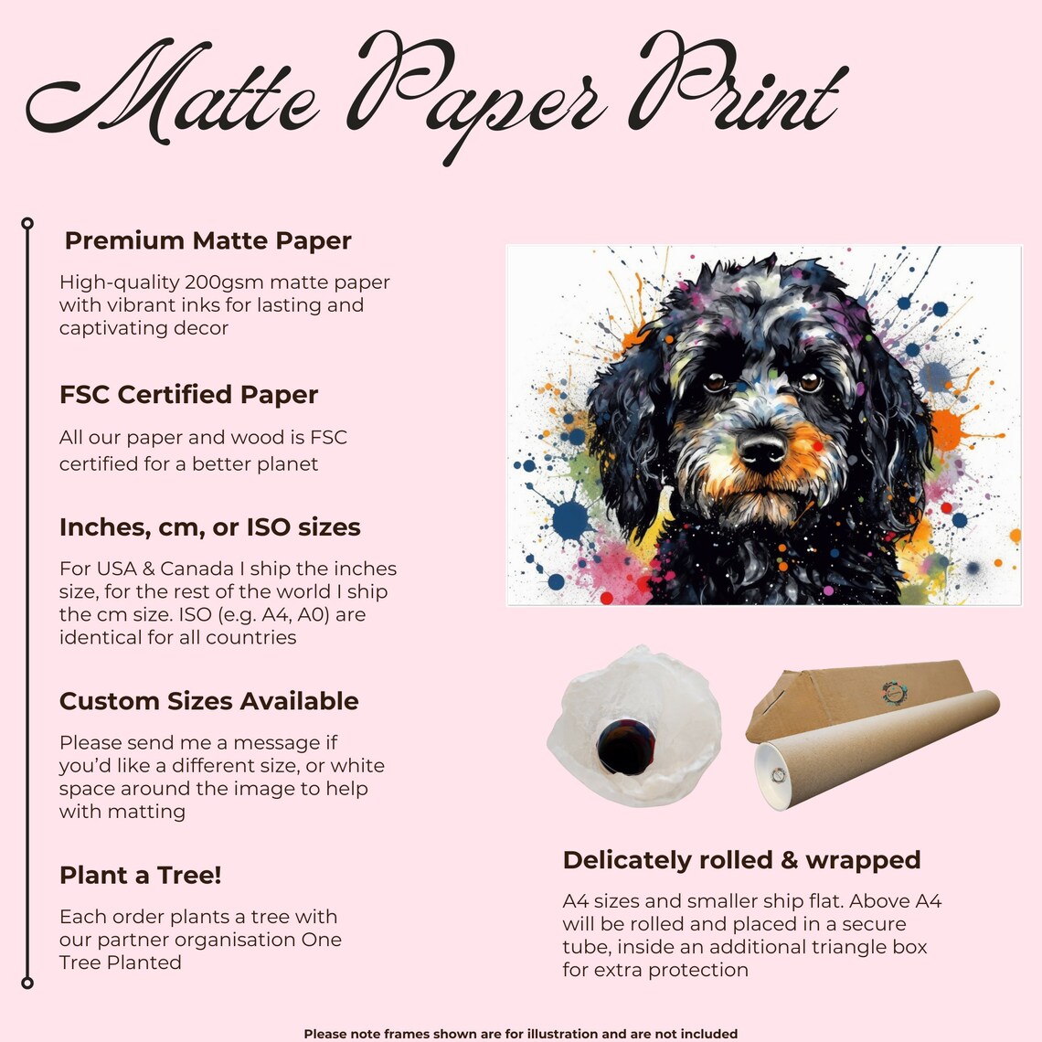 Watercolour Cavapoo Paint Splash Art Print - Image 2