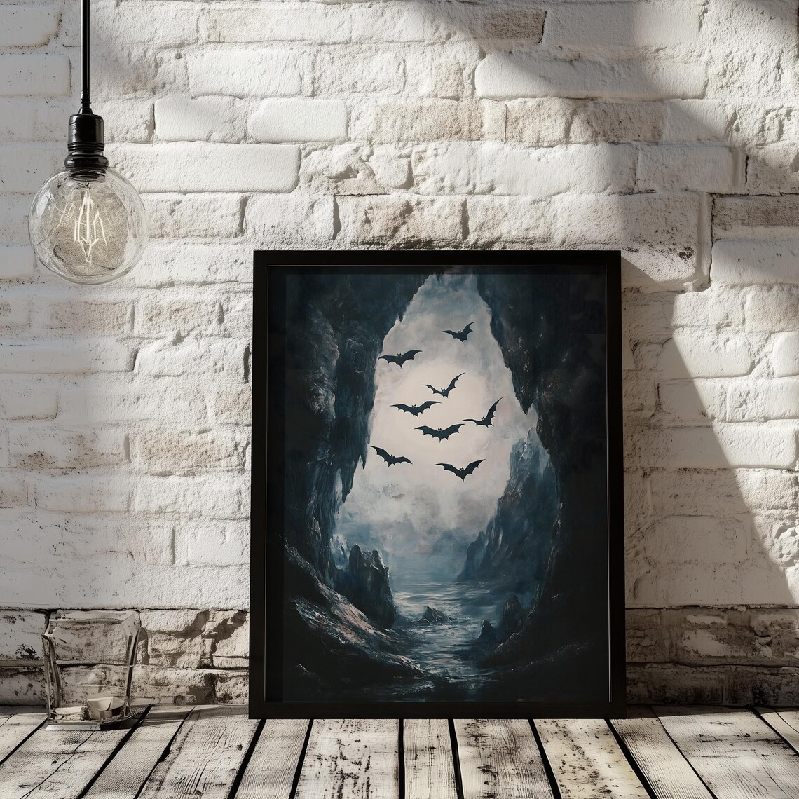 Bat Cave Halloween Vintage Bat Painting Art Print - Image 2