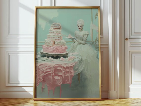 Marie Antoinette And Cake Print Rococo Coquette Kitchen Decor