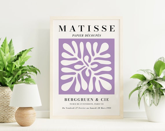 Matisse Exhibition Print Art Purple Paper Cut Outs French Abstract Art Cute Trendy Wall Art