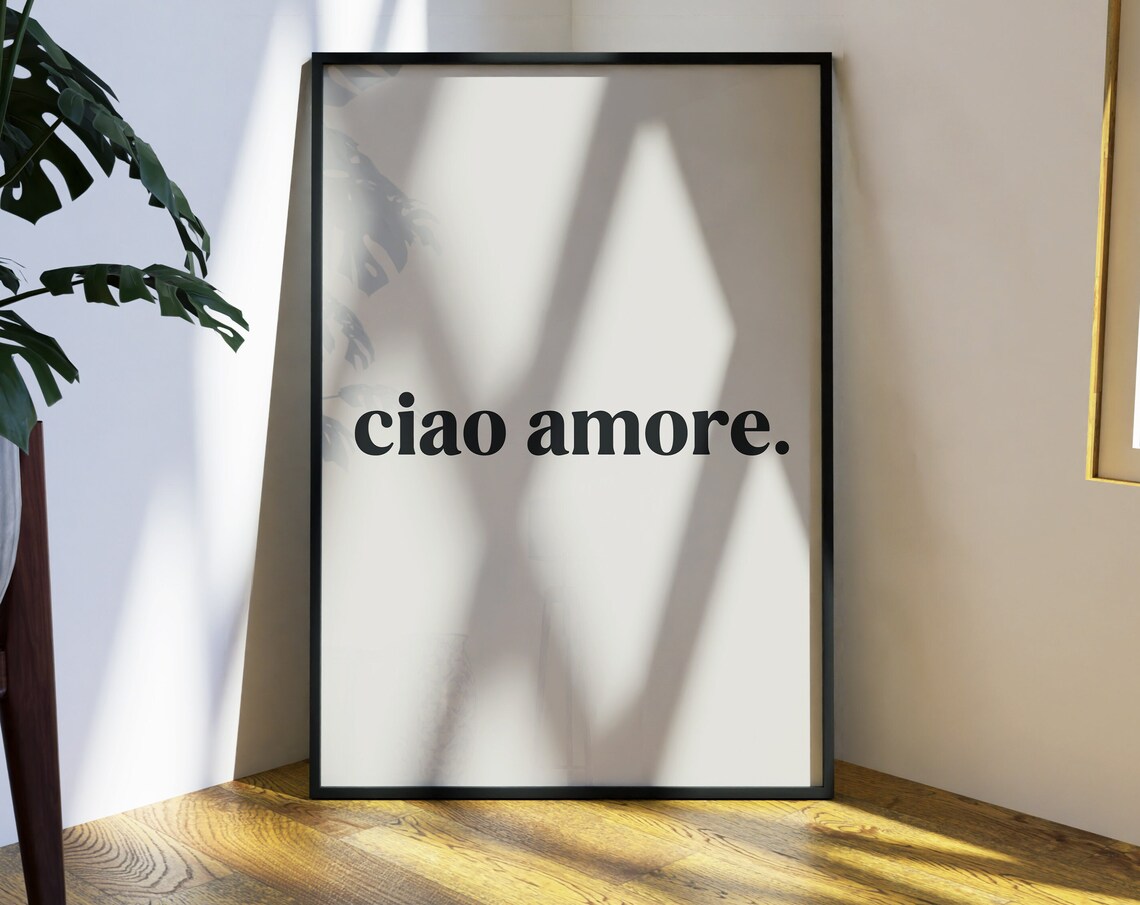 Ciao Amore Black Serif Minimal Italian Love Phrase Art Poster