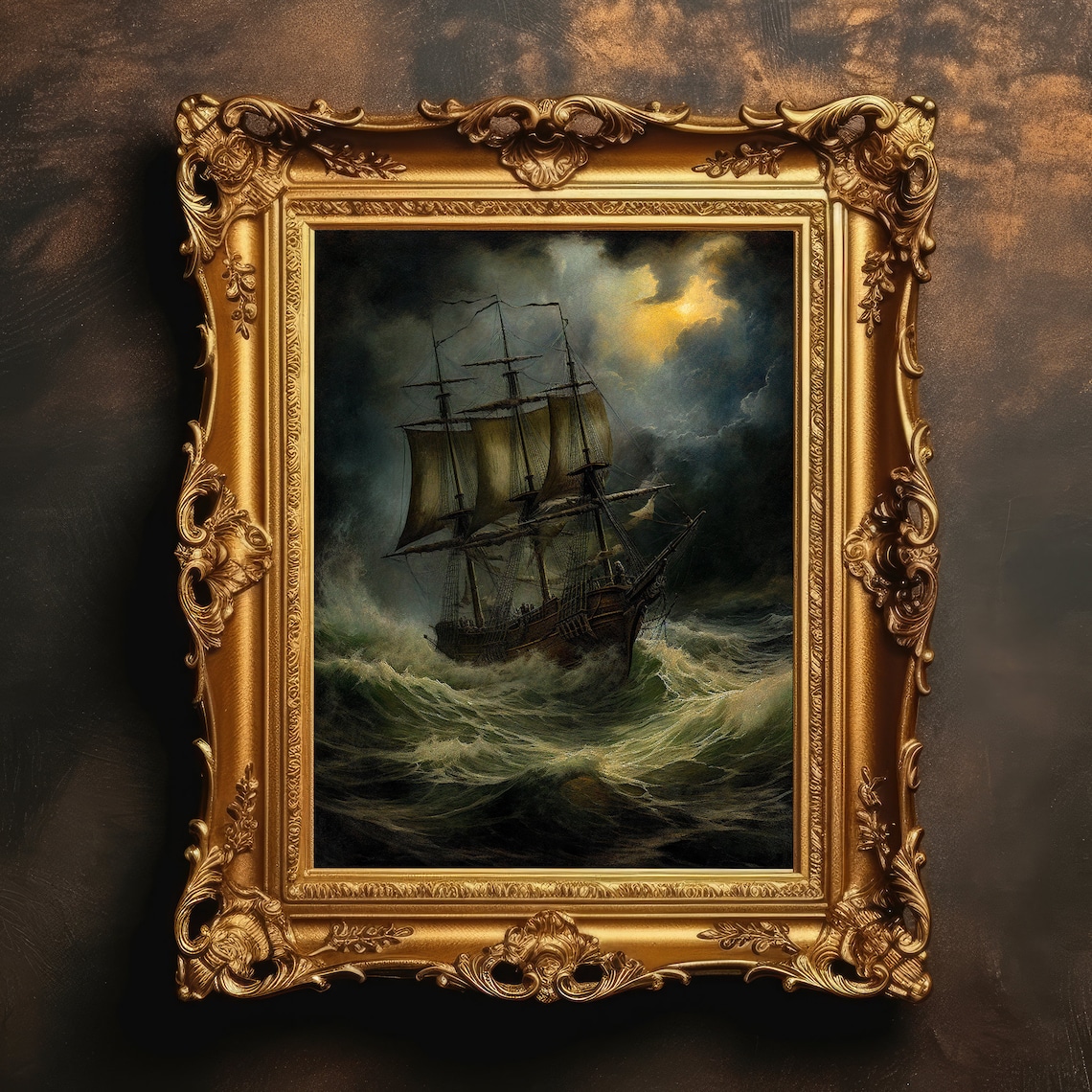 Stormy Sea Ship Vintage Seascape Art Print
