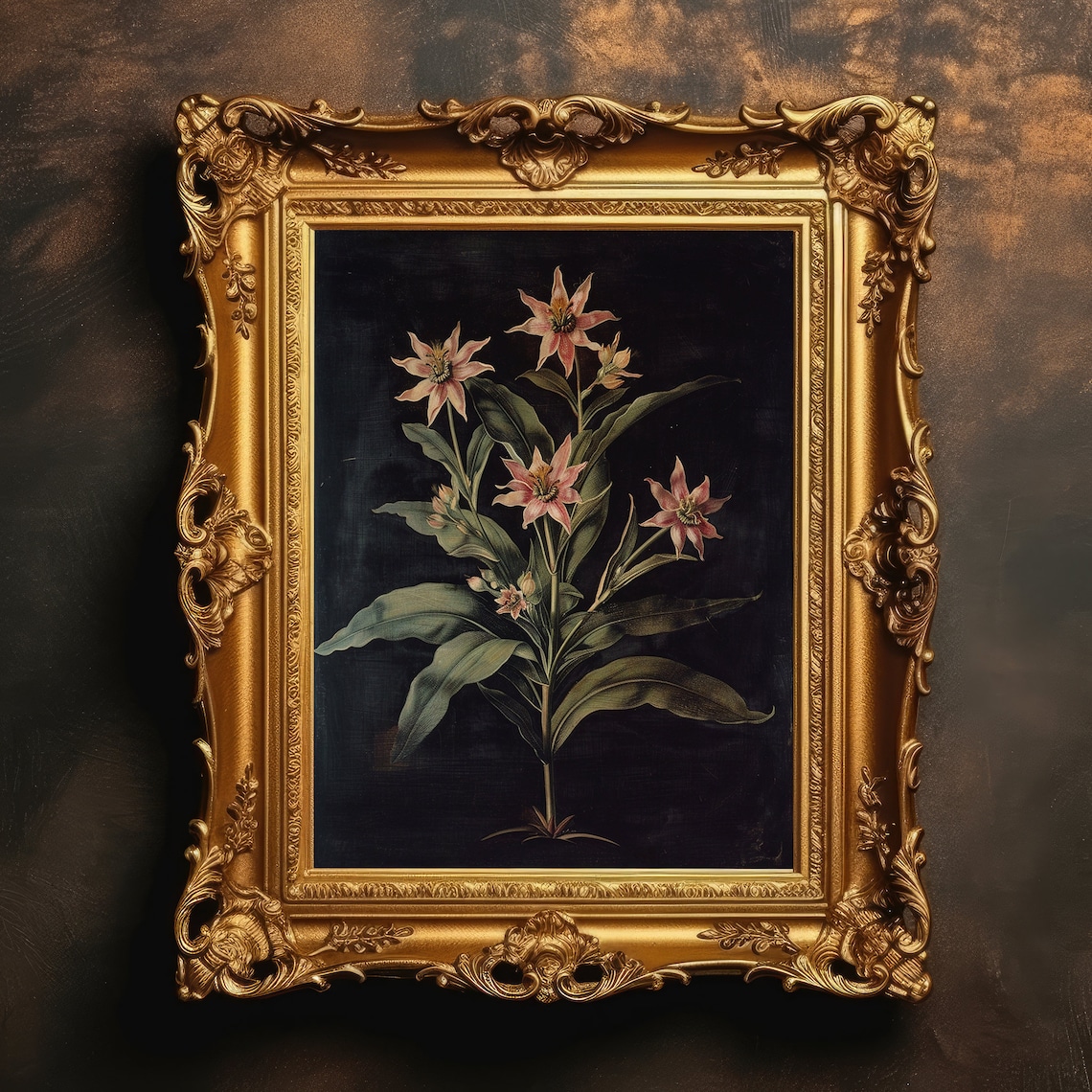 Moody Plant Flowers Vintage Floral Still Life Art Print