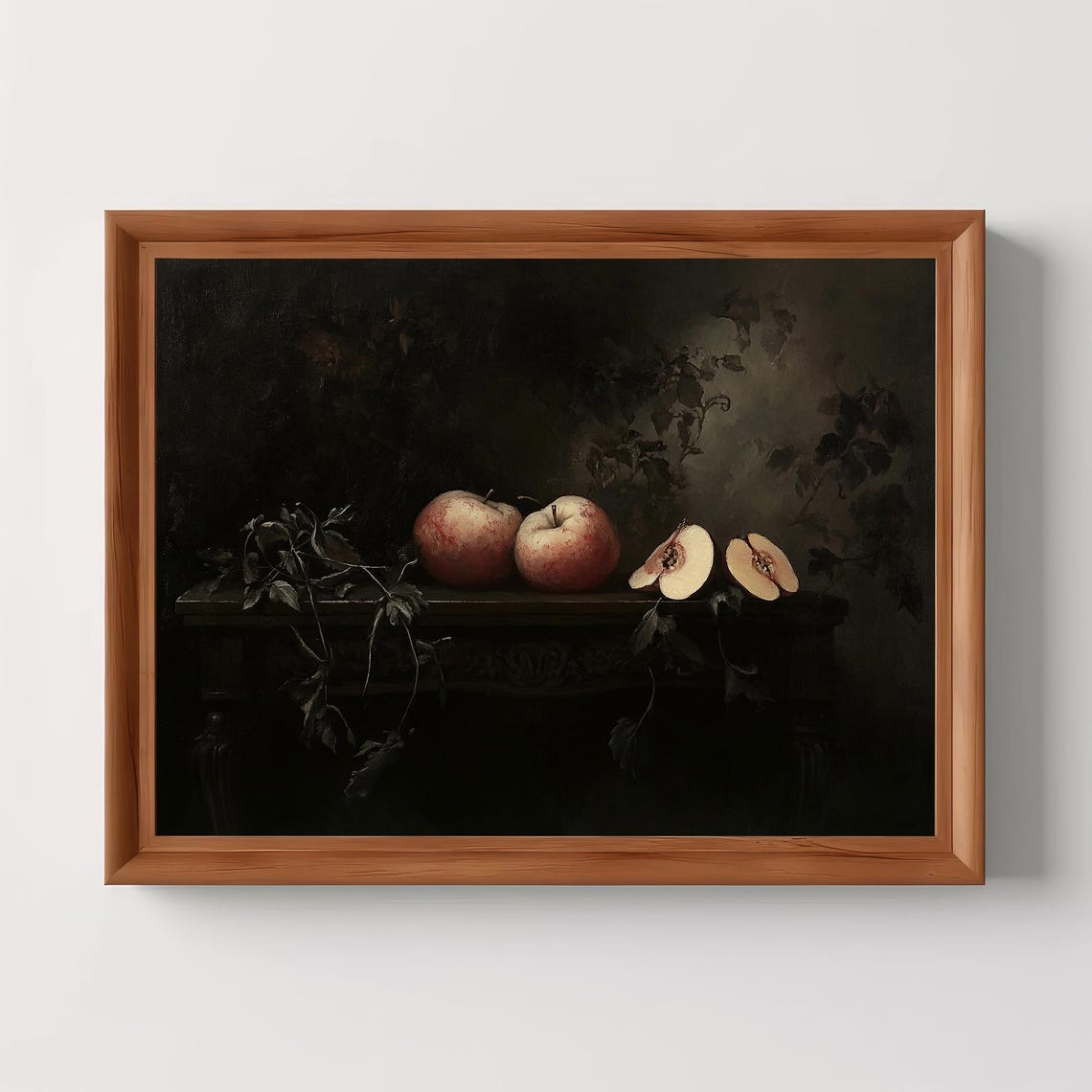 Dark Academia Apples Still Life Vintage Rustic Painting Poster