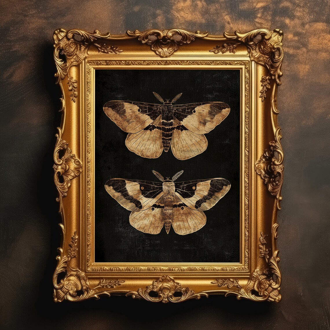 Rustic Moths Dark Academia Gothic Art Print