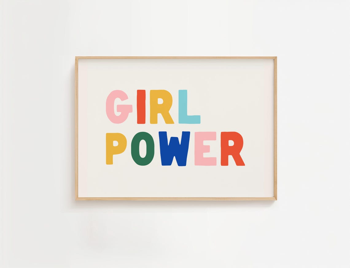 Girl Power Rainbow Letters Kids Empowerment Quote Wall Poster