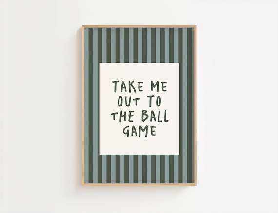 Take Me Out To The Ball Game Retro Baseball Lyric Quote Wall Art