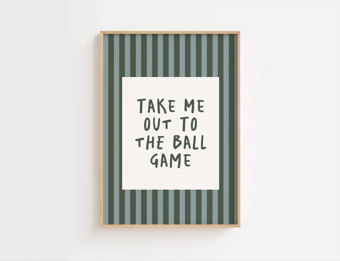 Take Me Out To The Ball Game Retro Baseball Lyric Quote Wall Art