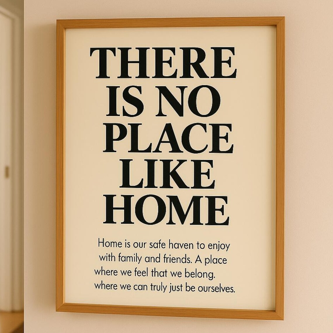 There Is No Place Like Home Black Serif Cream Typography Poster