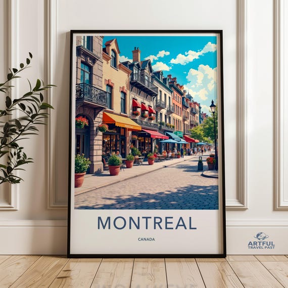 Montreal City Picture Canada Travel Poster Nostalgic Cityscape Decor Vintage Wall Art Historic Scene