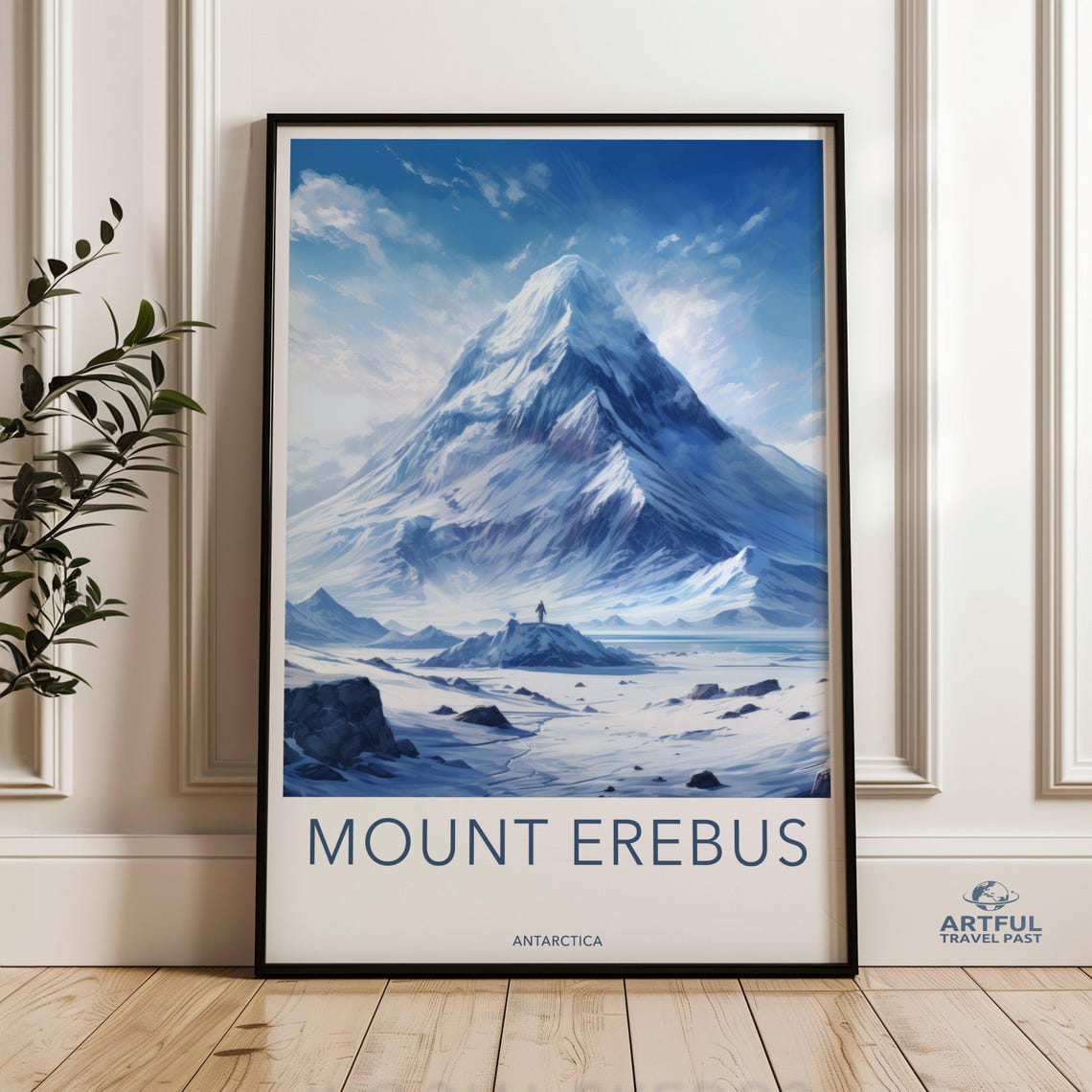 Mount Erebus Antarctica Snowy Volcano Peak Expedition Travel Poster