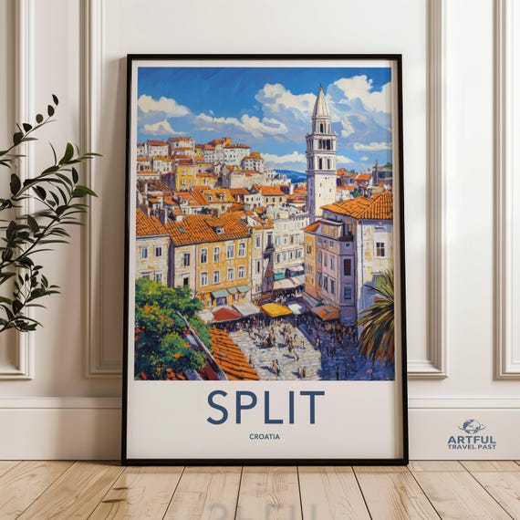 Split Croatia Wall Art Print European Cityscape Mediterranean Home Decor Travel Poster Vibrant City Scene
