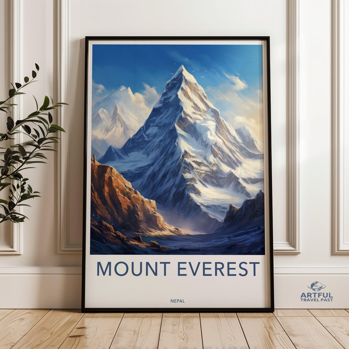 Mount Everest Nepal Snowy Himalayan Peak Climbing Travel Poster