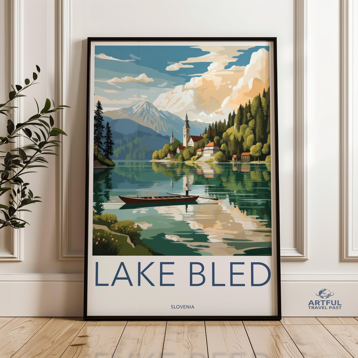 Lake Bled Slovenia Island Church Alpine Lake Vintage Travel Poster