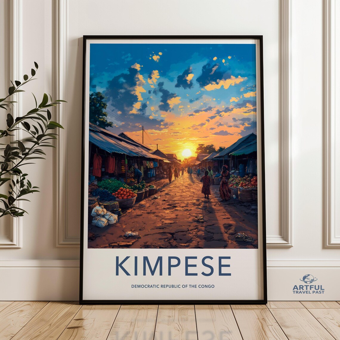 Kimpese Democratic Republic of Congo Sunset Market Travel Poster
